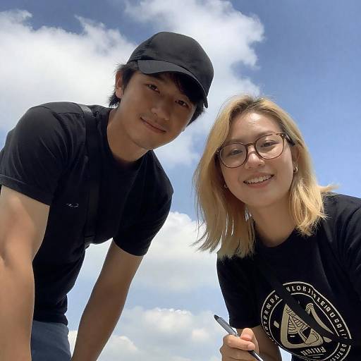 Bright Sky Portrait of Two Friends