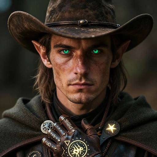 Elf Cowboy with Emerald Eyes