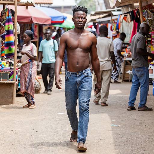 Afro European Man in Vibrant Market