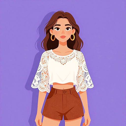 Stylish Woman in Boho-Chic Outfit