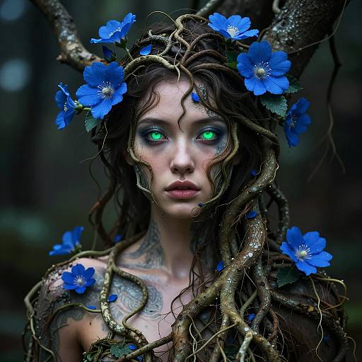 Rootbound Woman with Blue Blooms