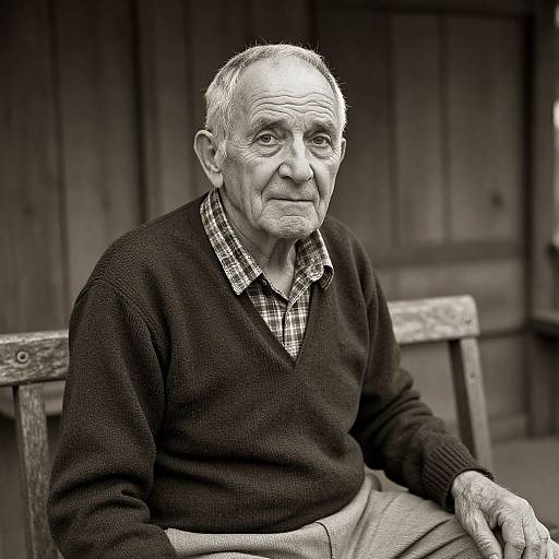 Vintage Portrait of Thoughtful Old Man