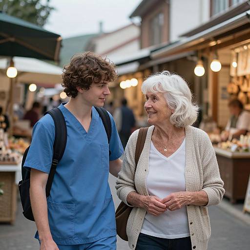 Elderly Woman Chatting with Caregiver