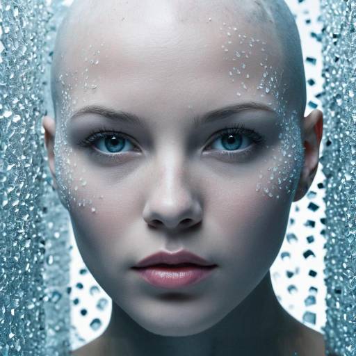 Futuristic Portrait of Woman with Ice Crystals