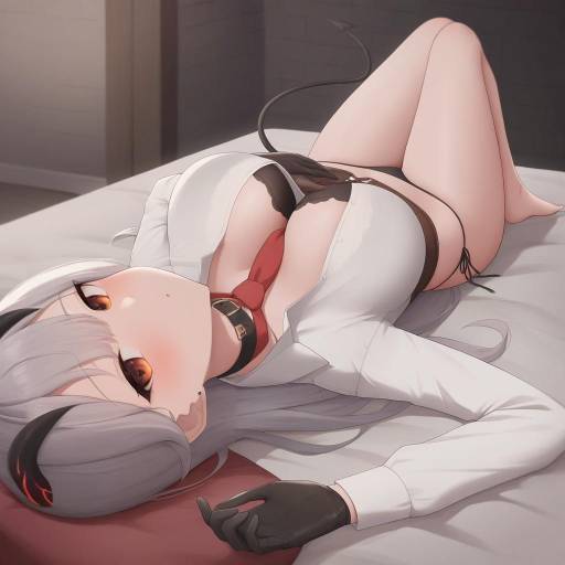 Anime Demon Girl Reclining on Bed