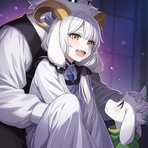 Illustration of Asriel dreemurr, undertale in the style of Tetsujin momoko