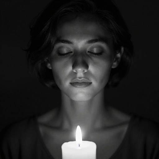 Serene Woman Illuminated by Candlelight