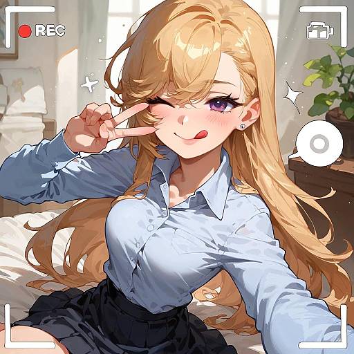 Cute Smug Girl Selfie with Aura