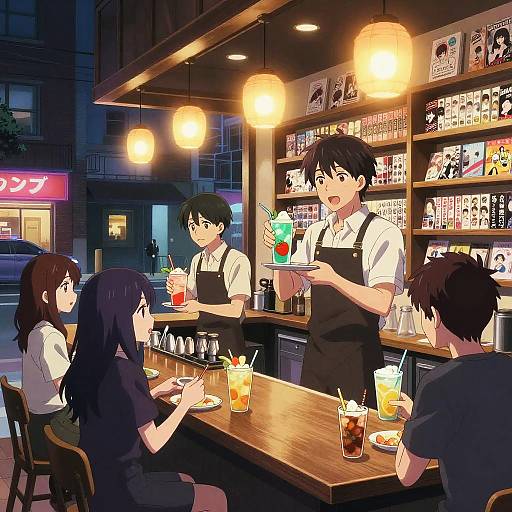 Anime Cafe Night Scene in Atlanta