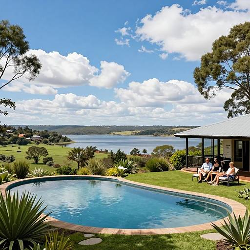 Serene Blue Haze Country Lodge Scene