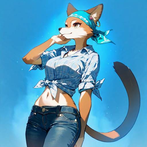 Cowgirl in Turquoise with Animal Features Cowgirl in Turquoise with Animal Features