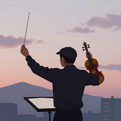 Dynamic Conductor in Pastel Sky