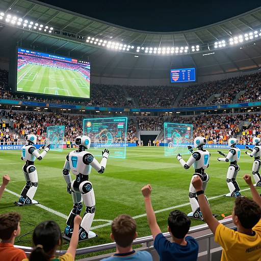 Futuristic AI Football Stadium Scene