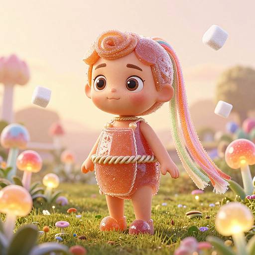 Candy-Themed Girl in Whimsical Garden