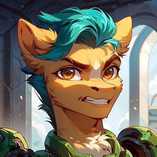 Smirking Male Pony in Doom Eternal Outfit