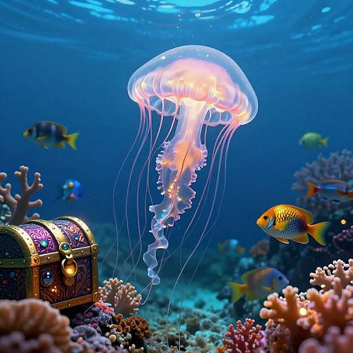 Iridescent Jellyfish Underwater Fantasy