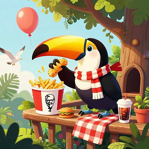Cheerful Toucan Enjoying Jungle Feast