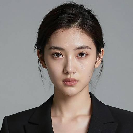 Photorealistic Portrait of Woman in Black Suit
