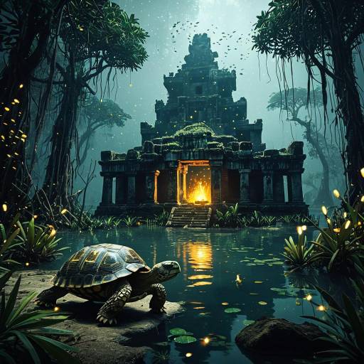 Ancient Ruins with Tortoise Shaman and Fireflies