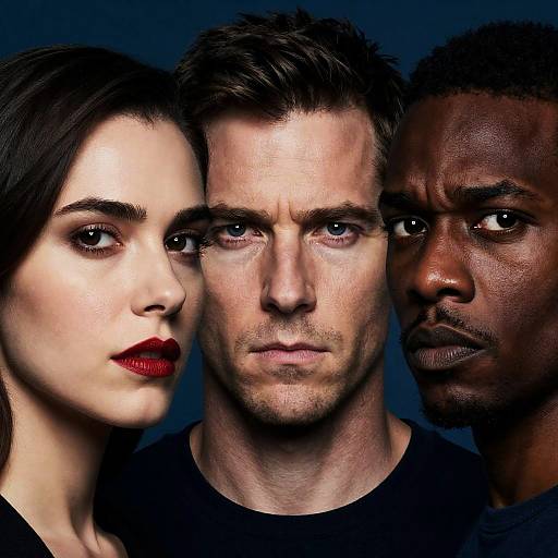 Dramatic Portrait of Three Intense Faces