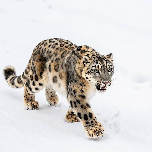 Stealthy Snow Leopard in Action