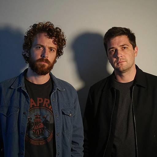 Two Men in a Dimly Lit Room