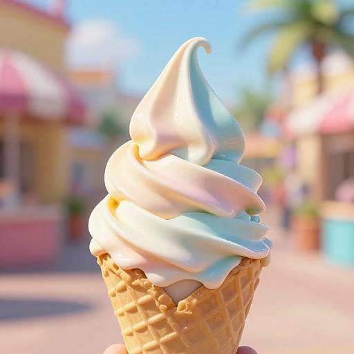 Pastel Swirled Ice Cream Cone