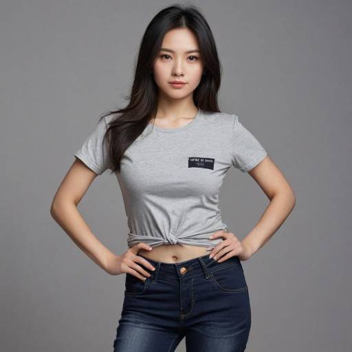 Confident Asian Woman in Casual Outfit