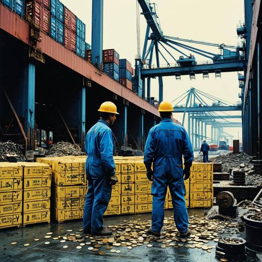 Dock Workers at Industrial Port with Shipping Containers