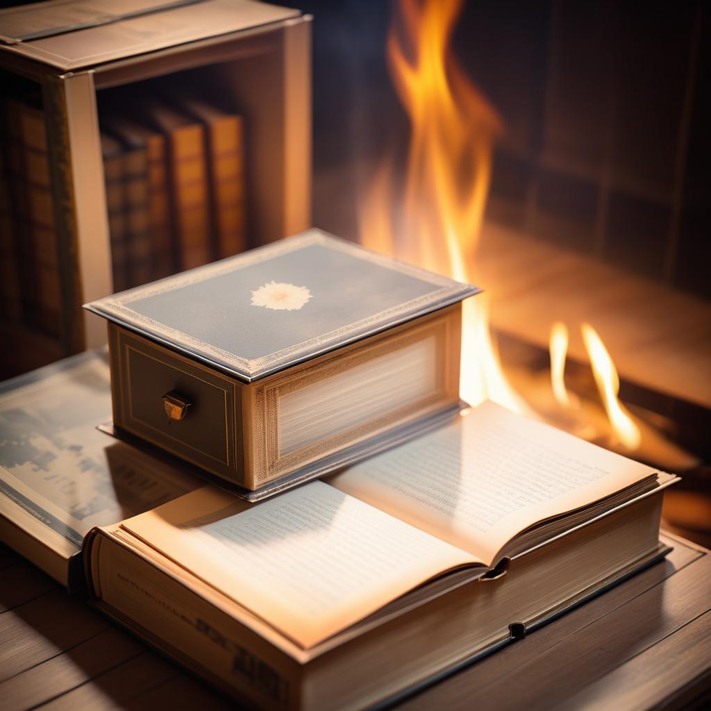 Vintage Book by Fire with Pinhole Effect