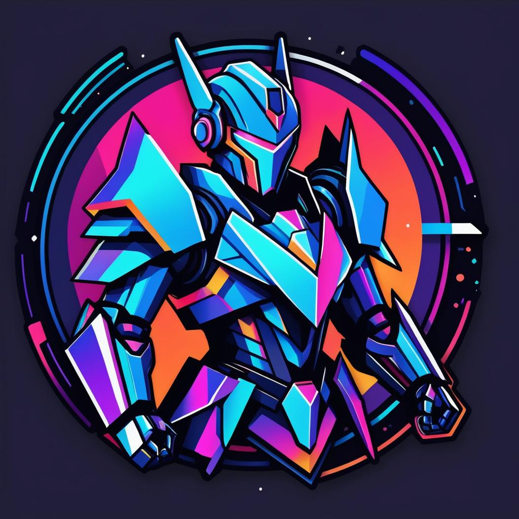 Futuristic Mechashot Knight Sticker Design