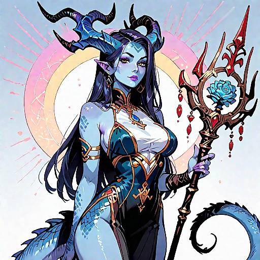 Enchanting Sorceress with Monster Features