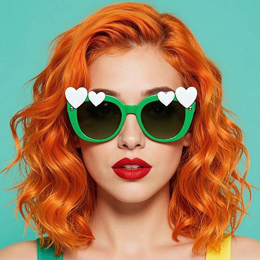 Fiery Curls and Heart Sunglasses