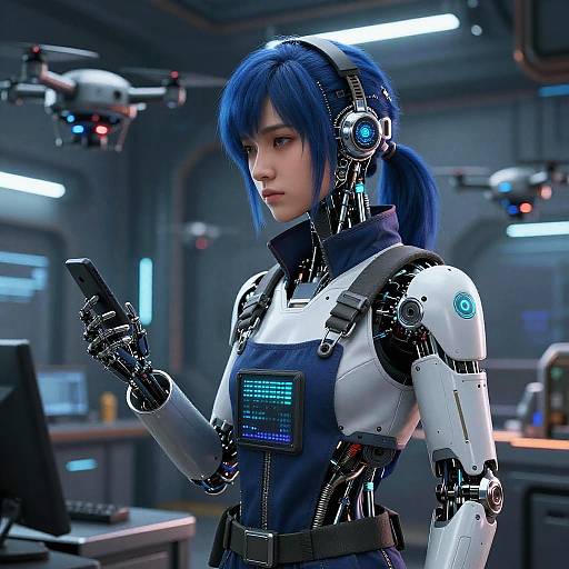 Cyberpunk Male Android Technician Scene