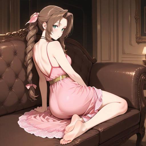 Elegant Aerith in Soft Sepia Tones