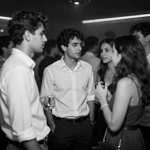 Monochrome Nightclub Conversation of Five