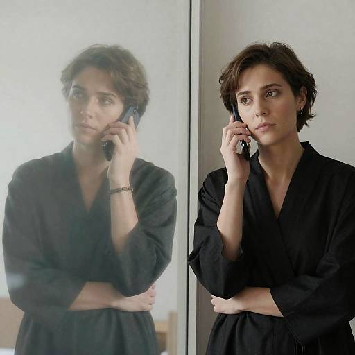 Woman Talking on Phone Beside Glass Window