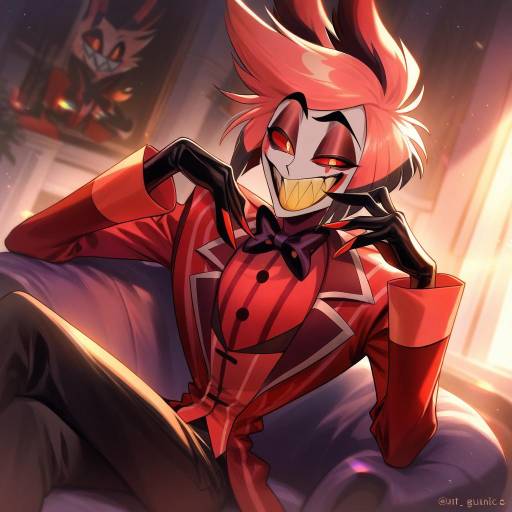 Illustration of Alastor (hazbin hotel), hazbin hotel in the style of Guchico