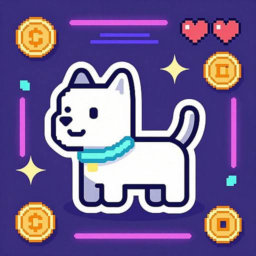 Pixelated Robot Dog Neon Sticker