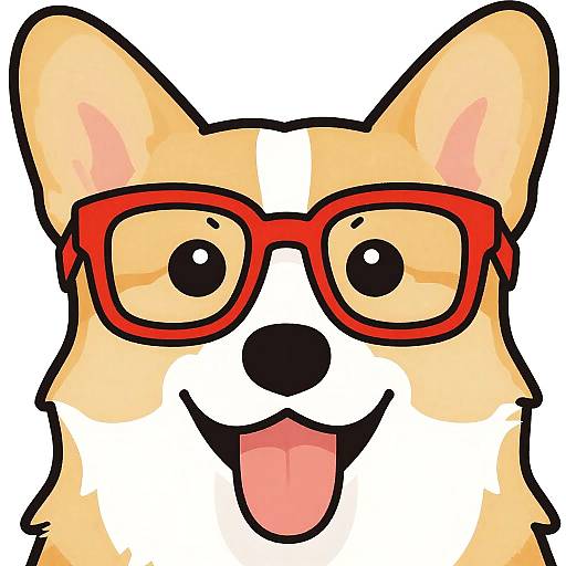 Playful Corgi Portrait in Cartoon Style