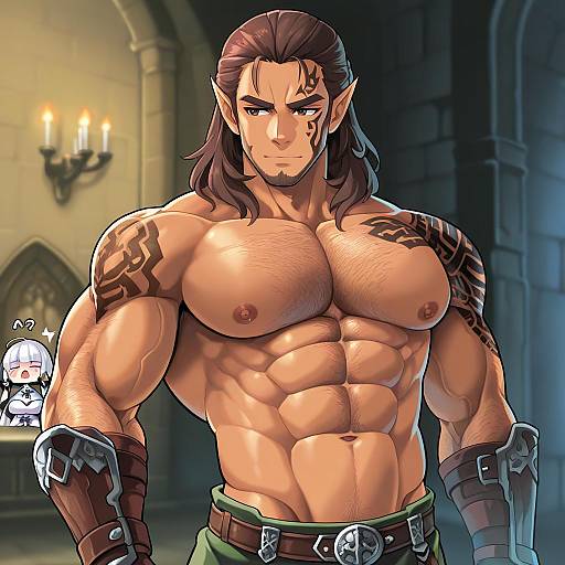 Illustration of Halsin, baldur's gate in the style of Hm (hmongt)