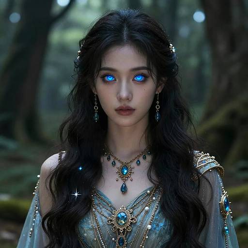 Mystical Fantasy Character in Forest