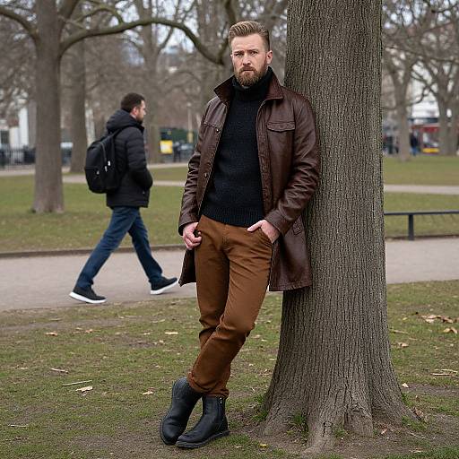 Handsome Bearded Man in Park