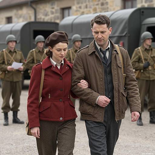 Wartime Couple Among Military Presence