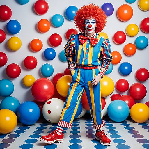 Colorful Clown with Bowling Ball Background