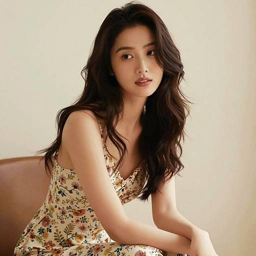 Elegant portrait of woman in floral dress