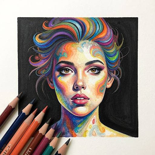 Vibrant Watercolor Portrait with Pencils