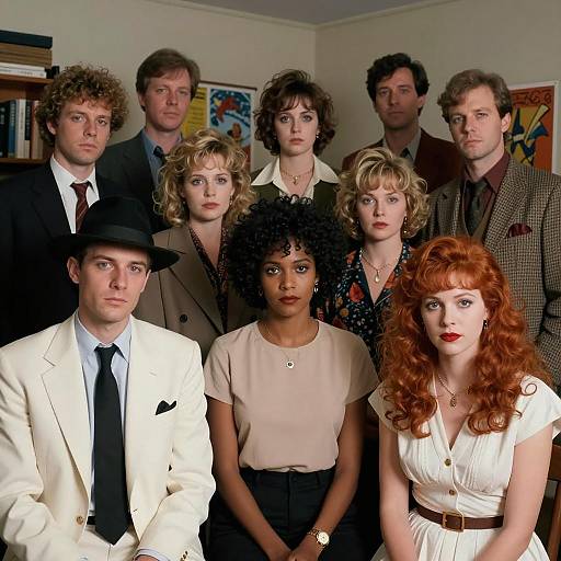 1980s Gathering in a Dimly Lit Room