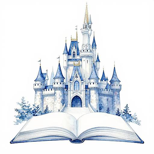 Majestic Fantasy Castle Watercolor Blueprint