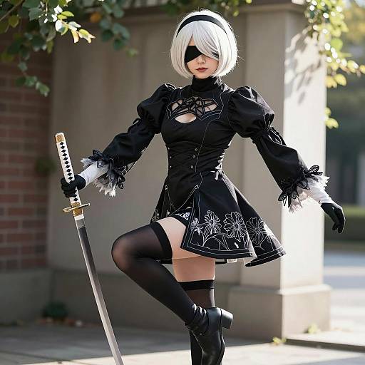 Dynamic Cosplay of 2B from NieR: Automata